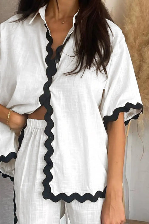 'Cassia' Half Sleeve Top and Pants Set - Celes Fashion